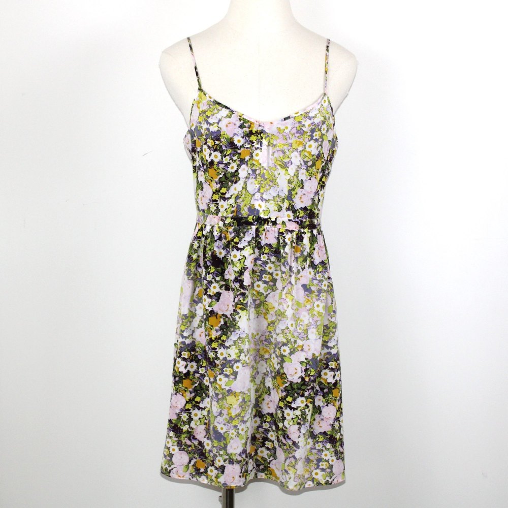 Madewell Silk Floral Spaghetti Strap Dress, Size 8